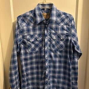 Wrangler Kids XL‎ Blue Plaid Button-Down Shirt